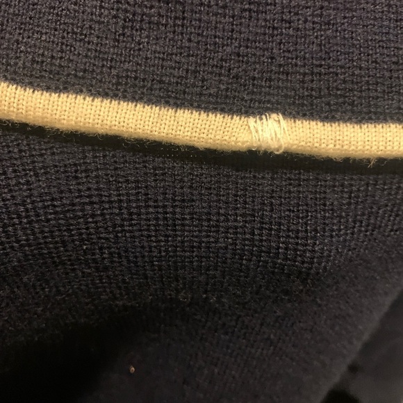 VTG LAUREN RALPH LAUREN Womens Merino Wool Cardi Jacket size M Navy Gold Crest. - Picture 12 of 16